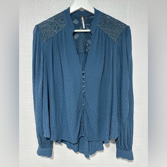 Free people canyon rose blouse blue size XS - Picture 2 of 10